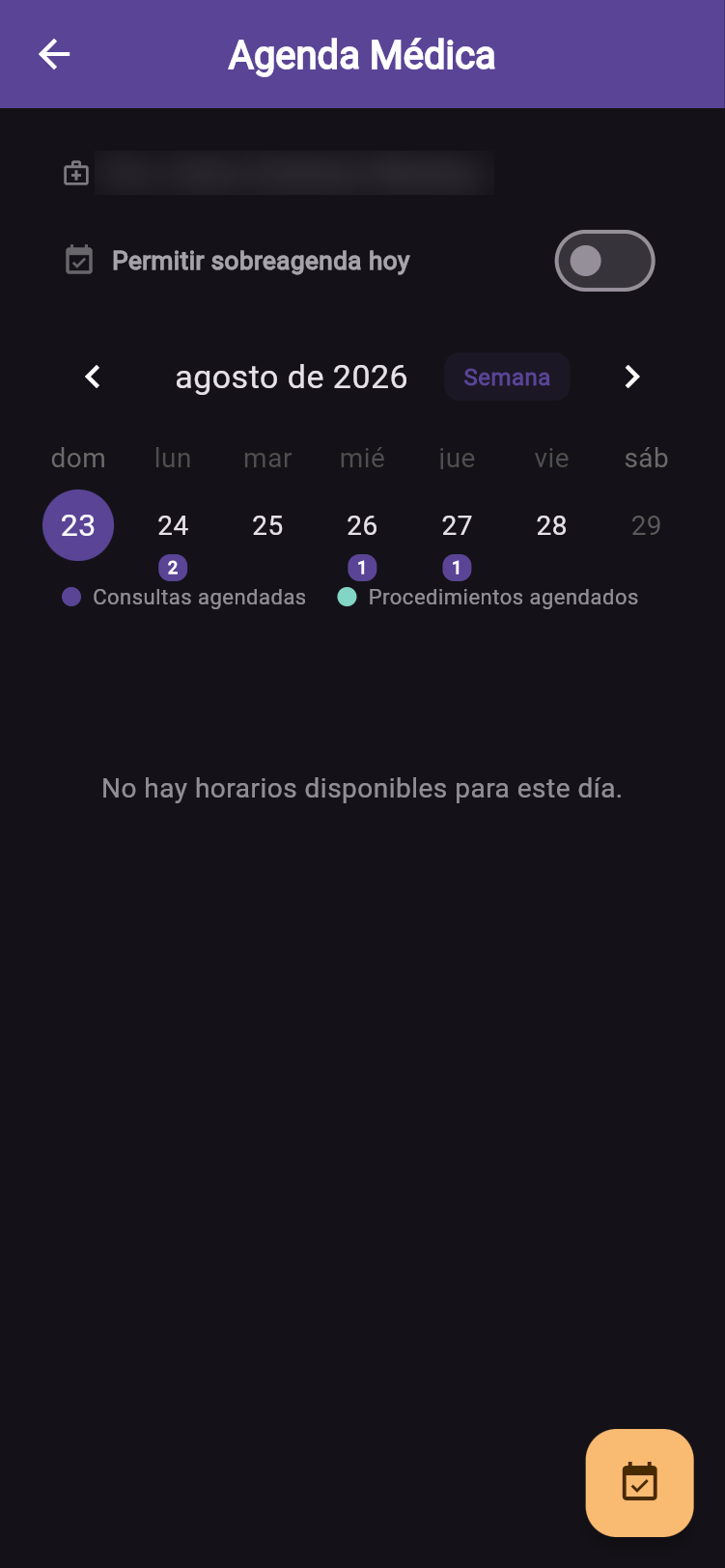 La agenda en modo oscuro