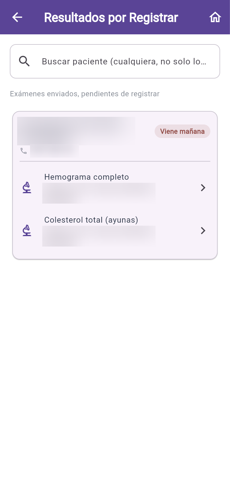 Exámenes enviados, pendientes de registrar